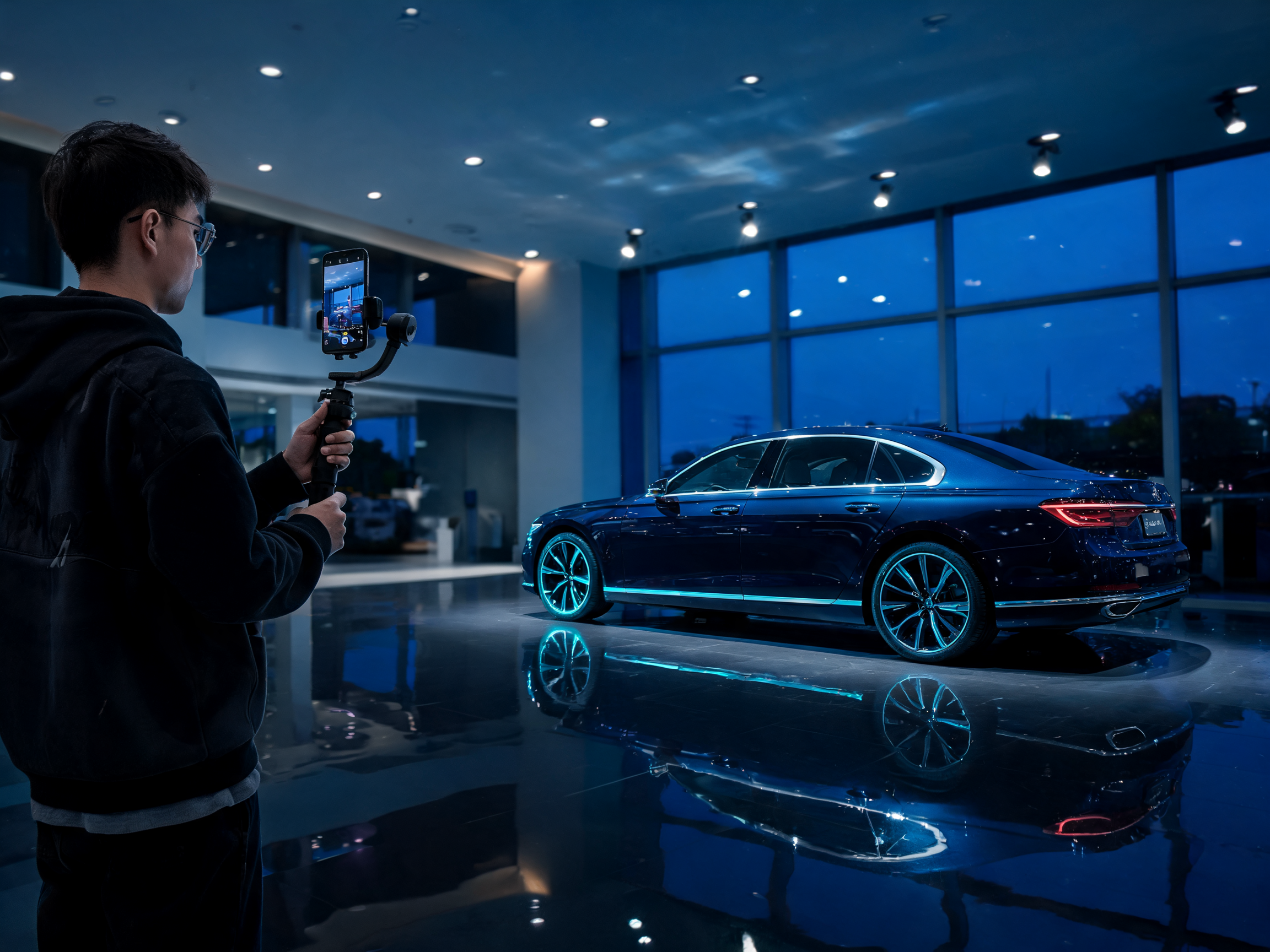 Reel shoot at a dealership showroom